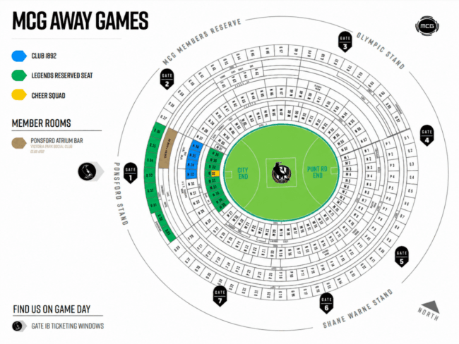 MCG Away Games Stadium Map 1